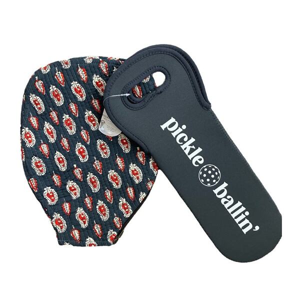 New Set of Pickleball Racket Paisley Quilted Cover & Ball Carrying Case - Picture 1 of 5